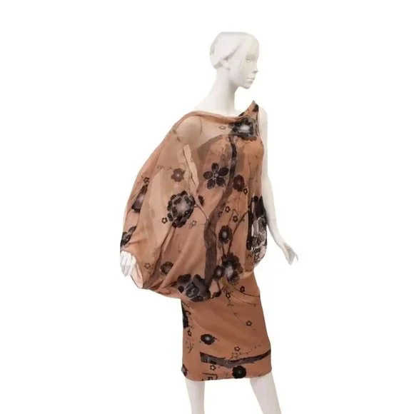 New Tom Ford Nude Cherry Blossom Embellished Asymmetric Wing Dress+Top - Picture 6 of 9